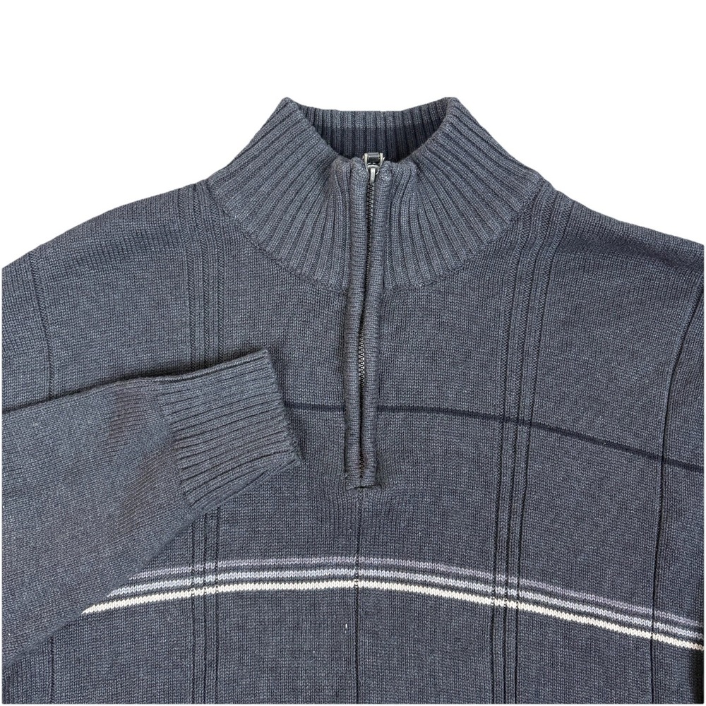 Oscar de la Renta Men's Quarter Zip Knit Sweater Charcoal Gray XL Classic Ribbed